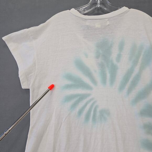 Vintage Havana White Blue Tie Dye Shirt NEW Classic Short Sleeves V-Neck Women S - Picture 5 of 13